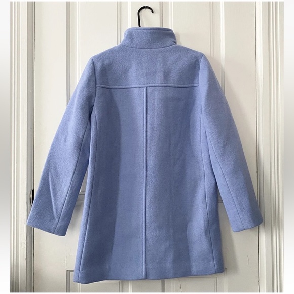 $298 J.Crew Factory Womens Button Neck Dusty Periwinkle Blue City Coat Sz 4 New - Picture 6 of 11